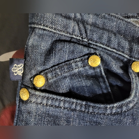 Rock &:Republic Dark Blue Jeans w/chain Details On Pockets- Size 30 Waist - Picture 10 of 13